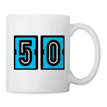 50. 50 JAHRE. 50-jähriges JUBILÄUM. GEBURTSTAG 50 JAHRE. - Tasse - Weiß - Rechts