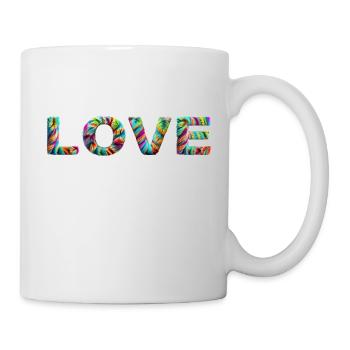 LOVE Zotteliges Fell Bunt - Tasse - Weiß - Rechts