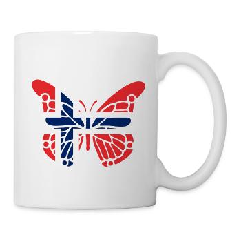 Papillon avec drapeau de la Norvège - Mug blanc - blanc - Droite