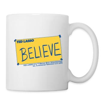 Ted Lasso Believe Écriture Bleue Et Jaune - Mug blanc - blanc - Droite