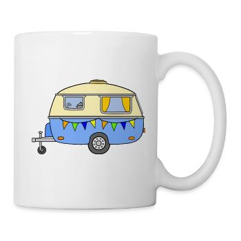 Wohnwagen Caravan Vintage Hellblau - Tasse - Weiß - Rechts