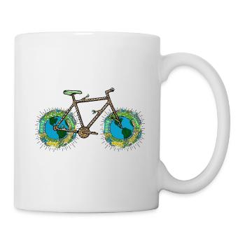 Planète Terre vélo, jeu de mots cyclisme, roue de vélo Art - Mug blanc - blanc - Droite