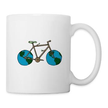 Planète Terre vélo, jeu de mots cyclisme, roue de vélo Art - Mug blanc - blanc - Droite