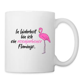 Flamingo Vogel Paradiesvogel Spruch Sprüche rosa - Tasse - Weiß - Rechts
