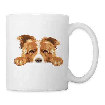 Spähender trauriger Border Collie-Hund - Tasse - Weiß - Rechts