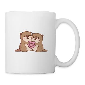 Loutres mignonnes étreignant un coeur Ma Loutre Moitié Drôle Pu - Mug blanc - blanc - Droite