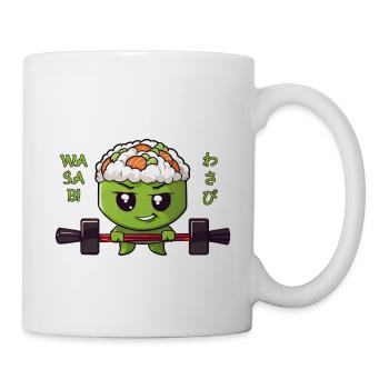 wasabi character with barbell - Mug - white - Right