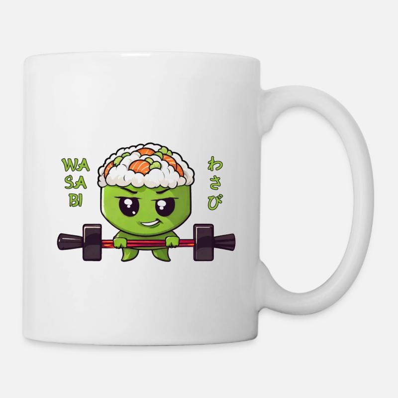 wasabi character with barbell - Mug - white