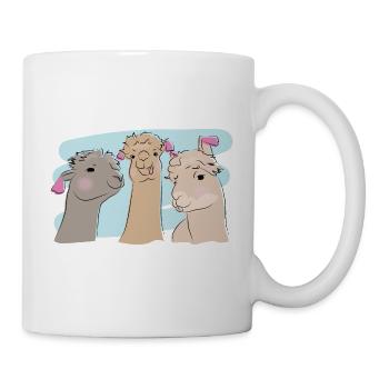 Illustriertes Design mit Alpakas - Tasse - Weiß - Rechts