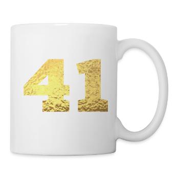 Numéro 41 paillettes doré - 41e anniversaire - Mug blanc - blanc - Droite