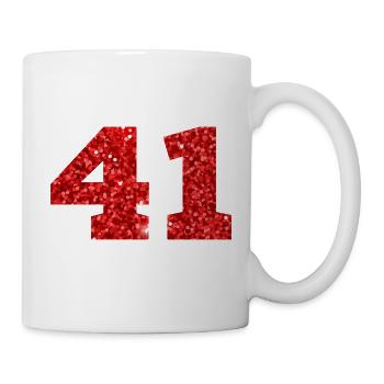 Nummer 41 Roter Glitzer - 41. Jahrestag - Tasse - Weiß - Rechts