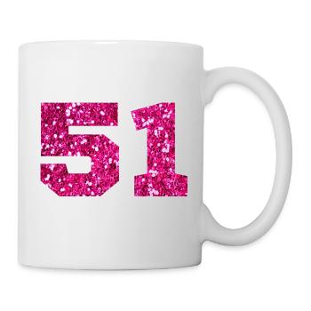 Number 51 Pink Glitter - 51st Anniversary - Mug - white - Right