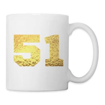 Number 51 Gold Glitter - 51st Anniversary - Mug - white - Right