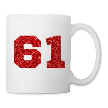 Number 61 Red Glitter - 61st Birthday - Mug - white - Right