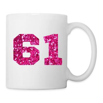 Number 61 Pink Glitter - 61st Birthday - Mug - white - Right