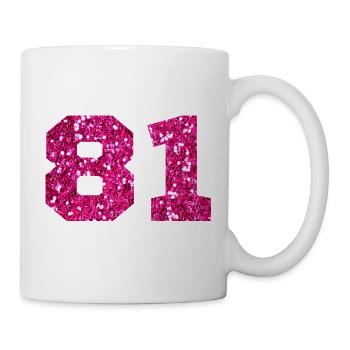 Numéro 81 paillettes rose - 81e anniversaire - Mug blanc - blanc - Droite