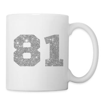 Numéro 81 paillettes argenté - 81e anniversaire - Mug blanc - blanc - Droite