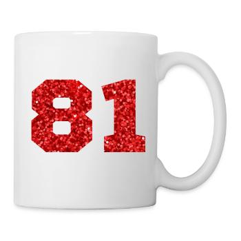 Numéro 81 paillettes rouge - 81e anniversaire - Mug blanc - blanc - Droite