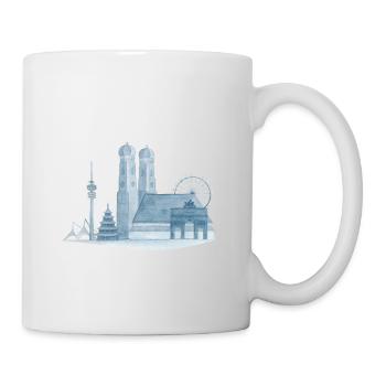 Horizon de Munich - Aquarelle peinte à la main - Mug blanc - blanc - Droite