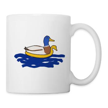 Ente mit Schwimmring - Tasse - Weiß - Rechts