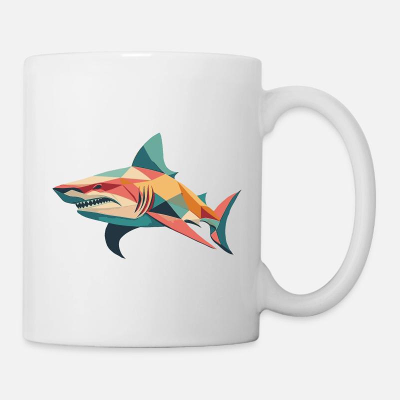 Geometrischer Hai - Tasse - Weiß