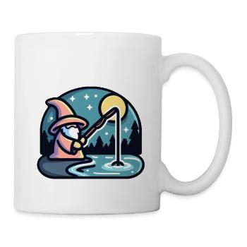 Zauberer, der Angelzauber zaubert - Lustiges Wortspiel - Tasse - Weiß - Rechts