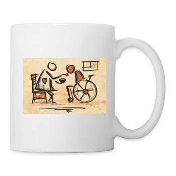 Infirmière gériatrique, Aide-soignant, Aide-soignant, Fauteuil roulant - Mug blanc - blanc - Droite