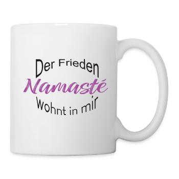 Namaste, Der Frieden wohnt in mir- Erwarte Wunder - Tasse - Weiß - Rechts