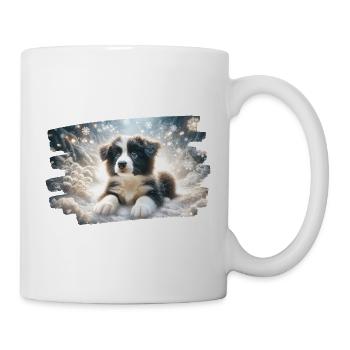 Rêve d’hiver avec chiot border colly dans la neige - Mug blanc - blanc - Droite