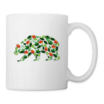 Ours en feuilles - Mug blanc - blanc - Droite
