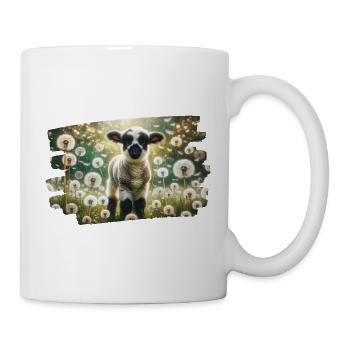 Charmant agneau dans un champ de pissenlit de rêve - Mug blanc - blanc - Droite