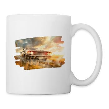 Muscle car classique à la lueur du coucher de soleil - Mug blanc - blanc - Droite