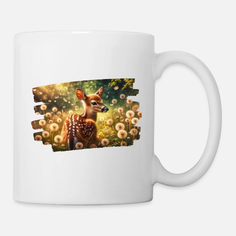 Cerf dans un pré de pissenlit doré - Mug blanc - blanc