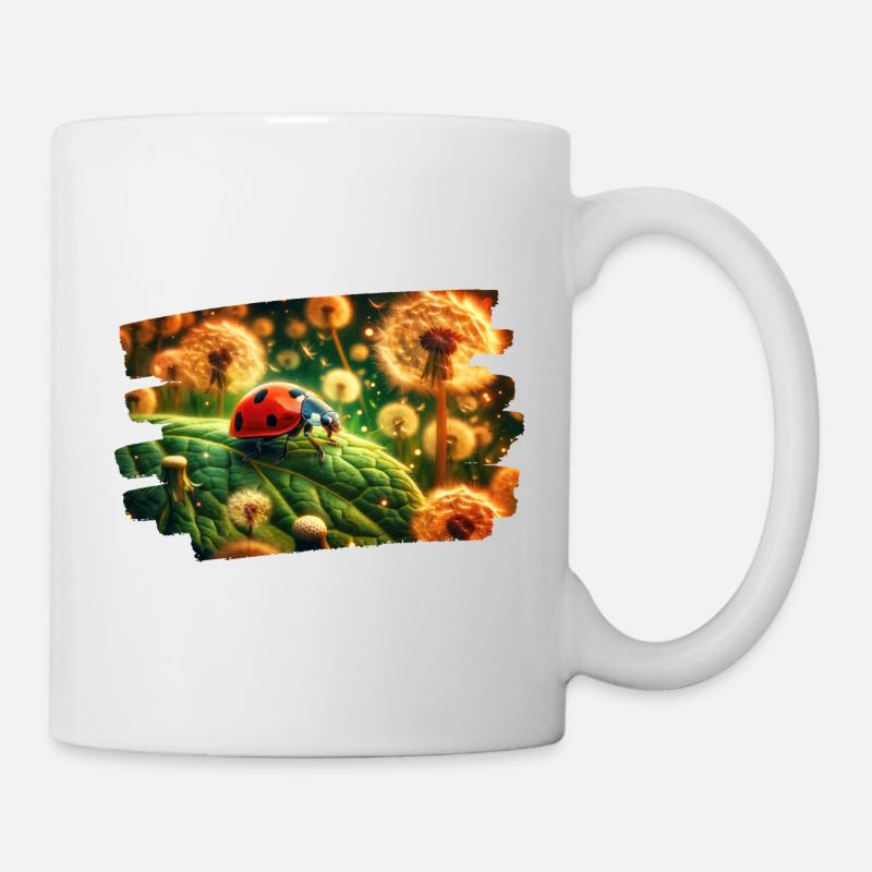 Coccinelle en lumière de pissenlit doré - Mug blanc - blanc
