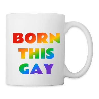 Born this gay rainbow text - Mug - white - Right