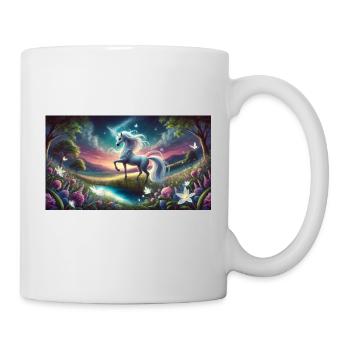 Ein mystisches Einhorn mit Aurora Boreralis - Tasse - Weiß - Rechts