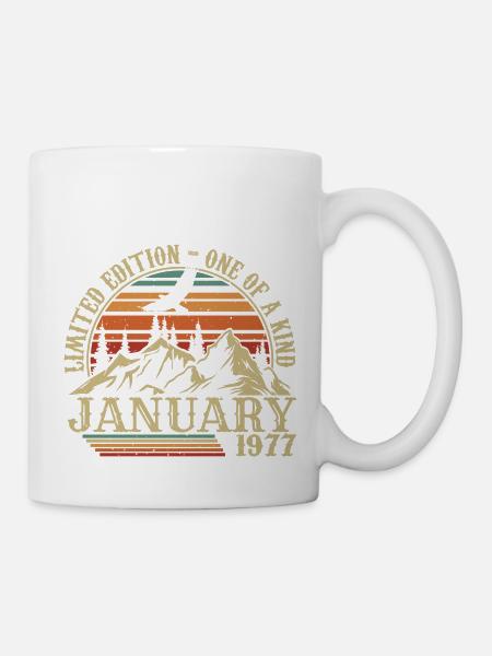 Janvier 1977 - Cadeau Anniversaire Janvier 1977 - Mug blanc - blanc