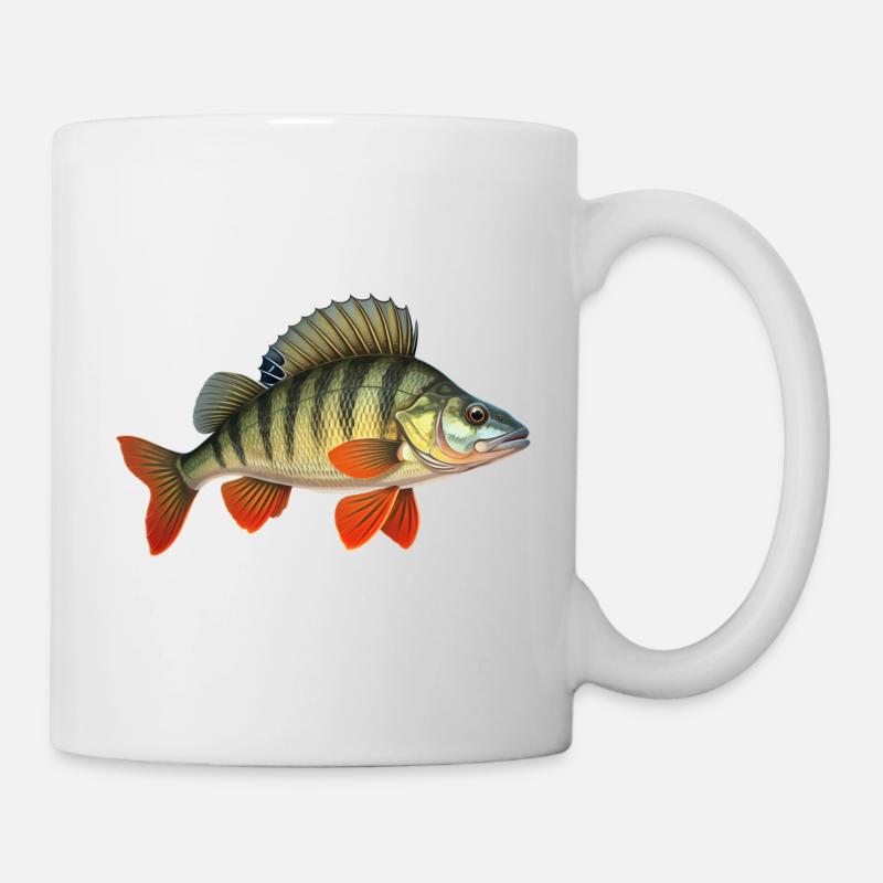 Perch, perch, fishing, predatory fish - Mug - white