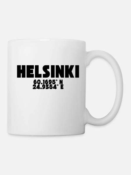 Helsinki - T Shirt Design with Coordinates - Mug - white