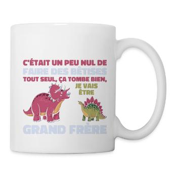 Futur Grand Frère Dinosaure Grand Frère Cadeau - Mug blanc - blanc - Droite