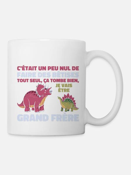 Futur Grand Frère Dinosaure Grand Frère Cadeau - Mug blanc - blanc