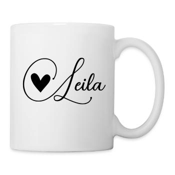 Leila: Name with heart - Mug - white - Right