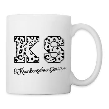 Krankenschwester Leopard Muster Buchstaben KS - Tasse - Weiß - Rechts