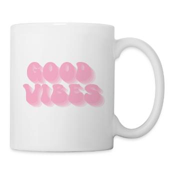 Positive Stimmung – Retro Bubble Schrift - Tasse - Weiß - Rechts