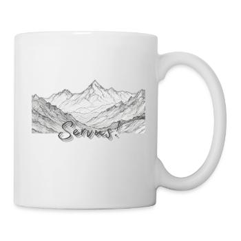 Servus, Bayrischer Gruß vor Bergpanorama - Tasse - Weiß - Rechts