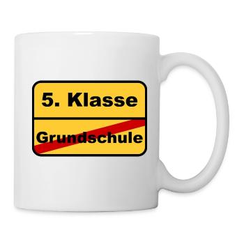 Goodbye Grundschule, hallo 5. Klasse - Ortsschild - Tasse - Weiß - Rechts