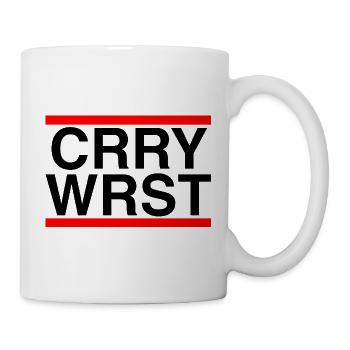 Currywurst in Rot und Schwarz - Tasse - Weiß - Rechts