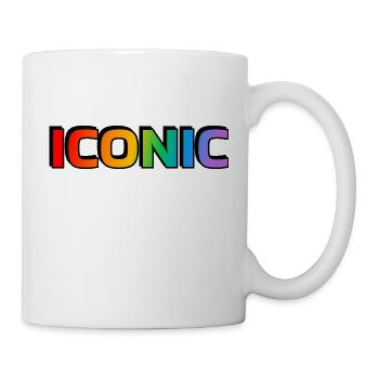 Regenbogen Text Ikonisch - Schwule Ikone - LGBT Pride Monat - Tasse - Weiß - Rechts