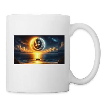 Moon and sunhugging each other - Mug - white - Right