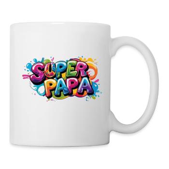 Cooles Superpapa Shirt im Graffiti Style für Väter - Tasse - Weiß - Rechts